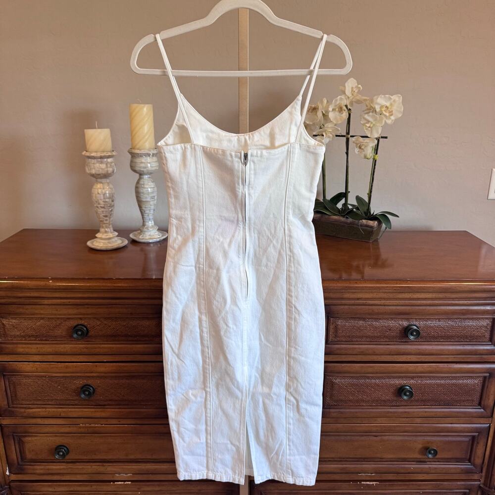 Amanda Uprichard Rocco Midi Denim Dress White Wash XS NWT 100% Cotton - Picture 8 of 10